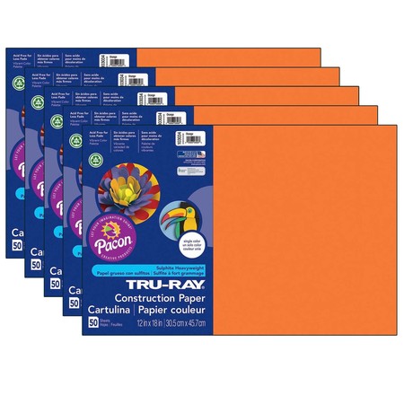 PACON Tru-Ray® Construction Paper, Orange, 12x18in, PK250 P103034